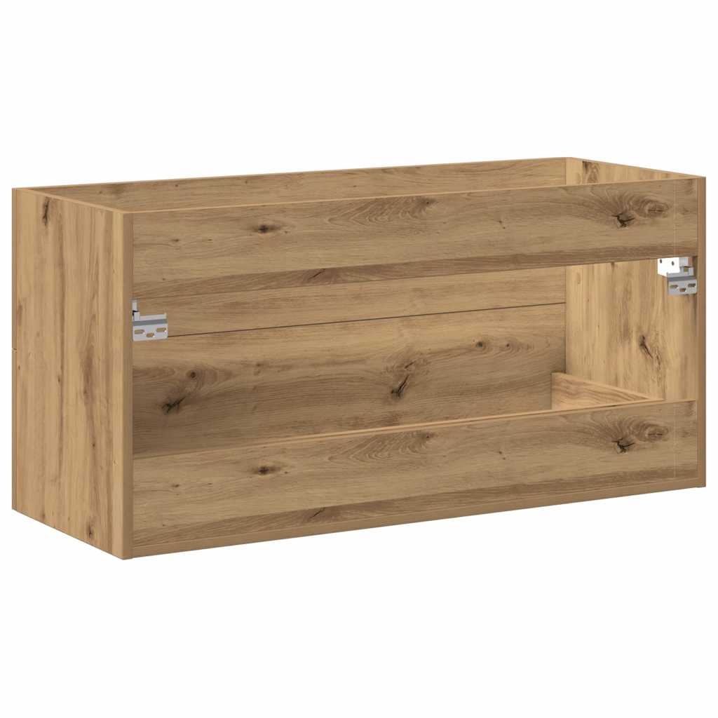 kézműves tölgy színű szerelt fa mosdószekrény 100x38,5x48 cm
