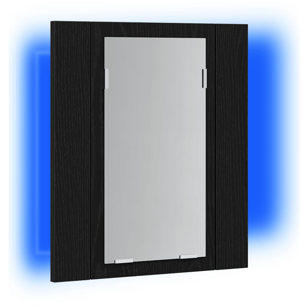 fekete tölgyfa LED-es fürdőszobai tükrös szekrény 40 x 12 x 45 cm