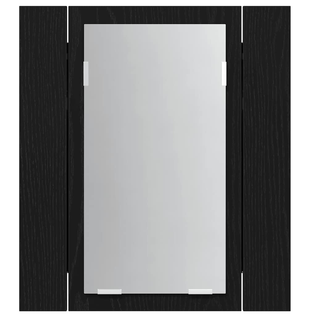 fekete tölgyfa LED-es fürdőszobai tükrös szekrény 40 x 12 x 45 cm