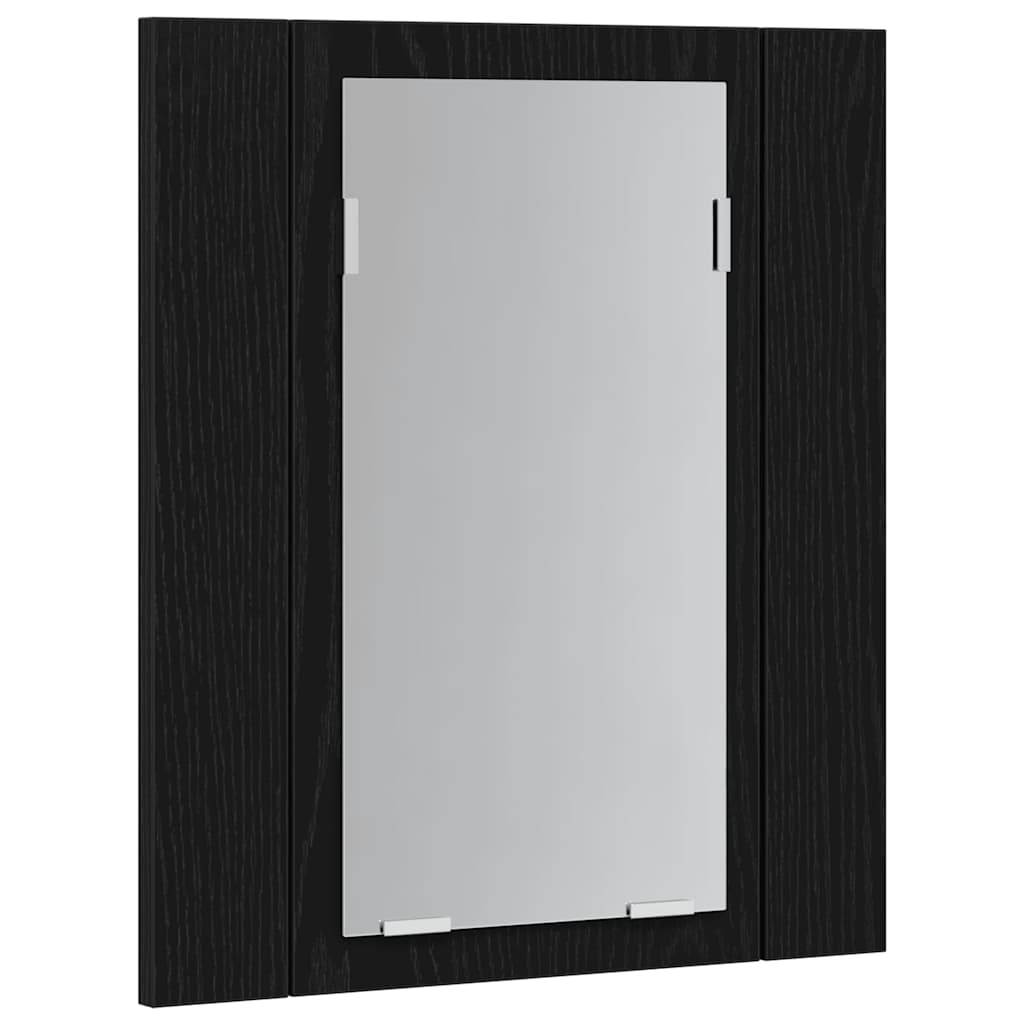 fekete tölgyfa LED-es fürdőszobai tükrös szekrény 40 x 12 x 45 cm