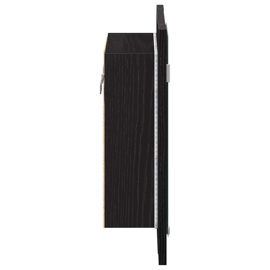 fekete tölgyfa LED-es fürdőszobai tükrös szekrény 40 x 12 x 45 cm