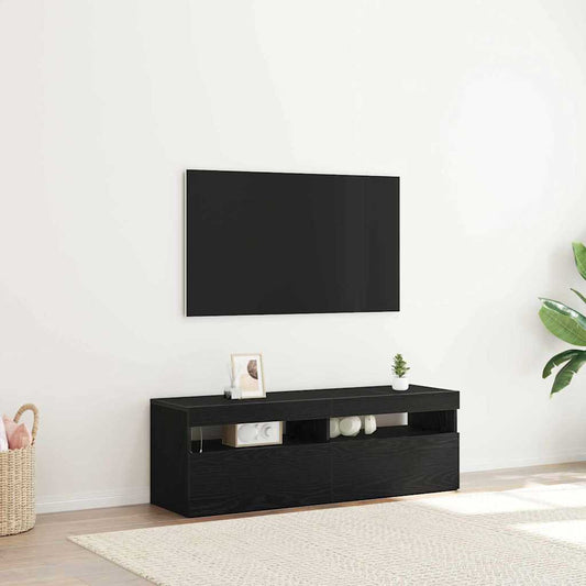 TV szekrény LED-del Fekete tölgy 120 x 35 x 40 cm Faanyag