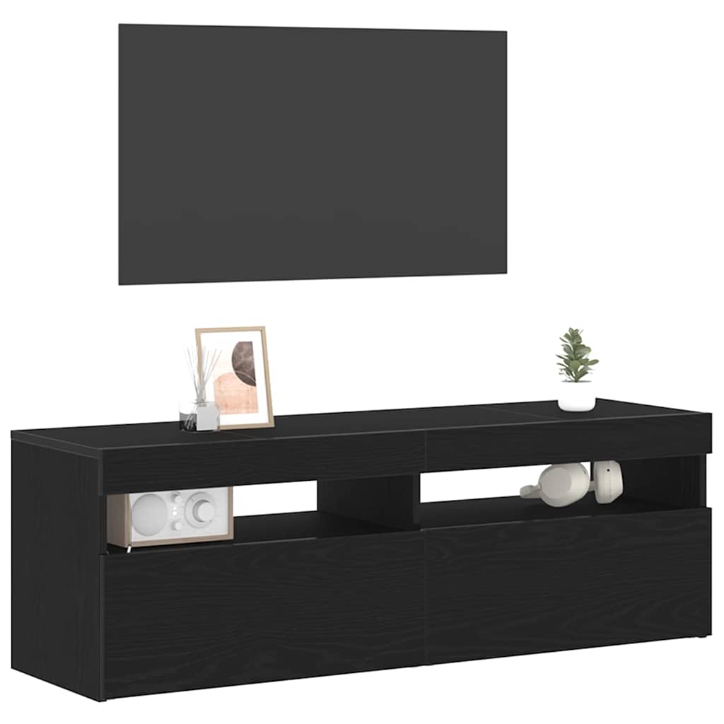 TV szekrény 120 x 35 x 40 cm Fekete tölgy Szerelt Fa