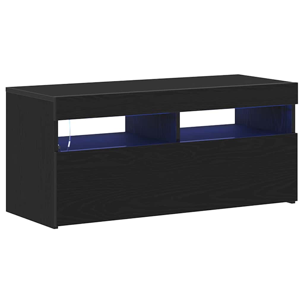 TV szekrény 90 x 35 x 40 cm Fekete tölgy Szerelt Fa