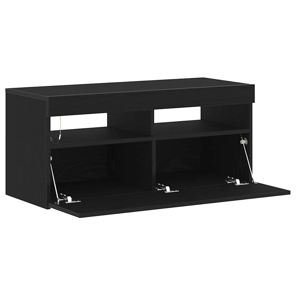 TV szekrény 90 x 35 x 40 cm Fekete tölgy Szerelt Fa