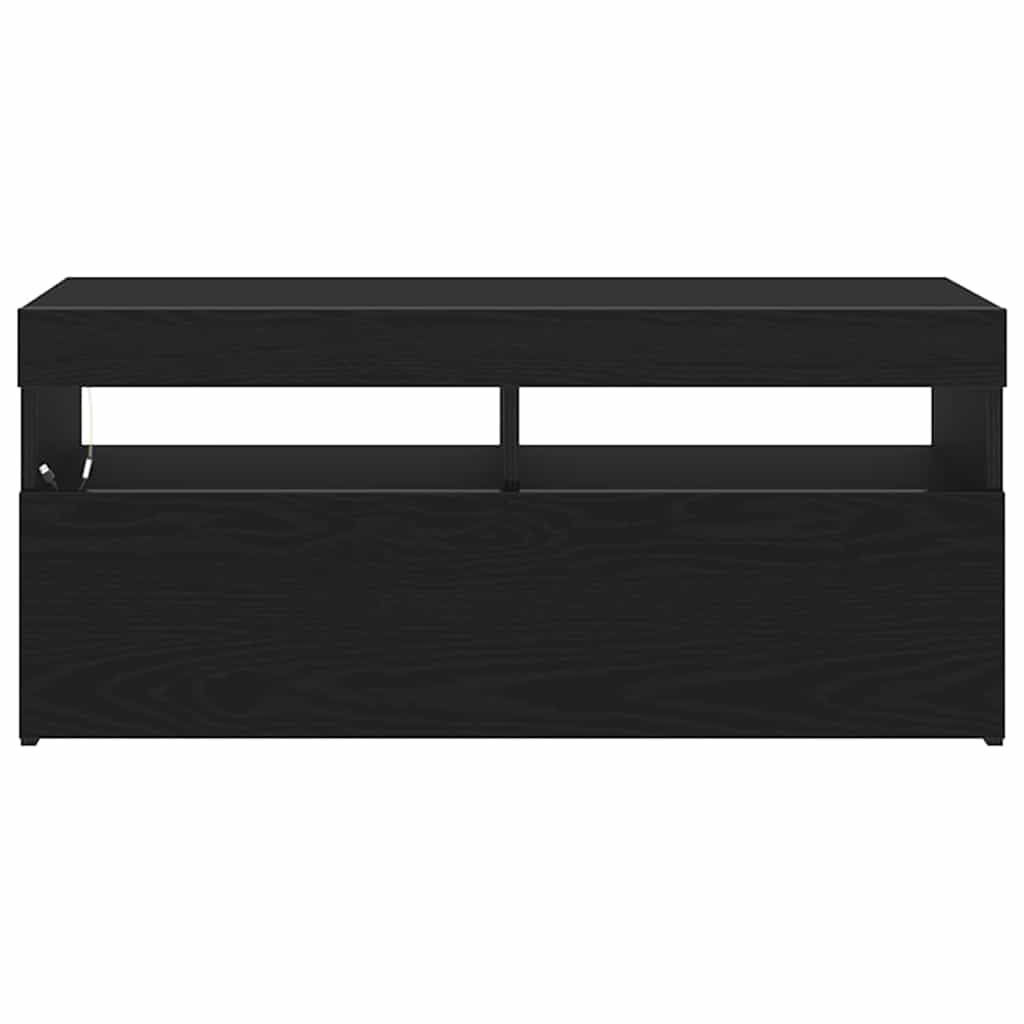 TV szekrény 90 x 35 x 40 cm Fekete tölgy Szerelt Fa