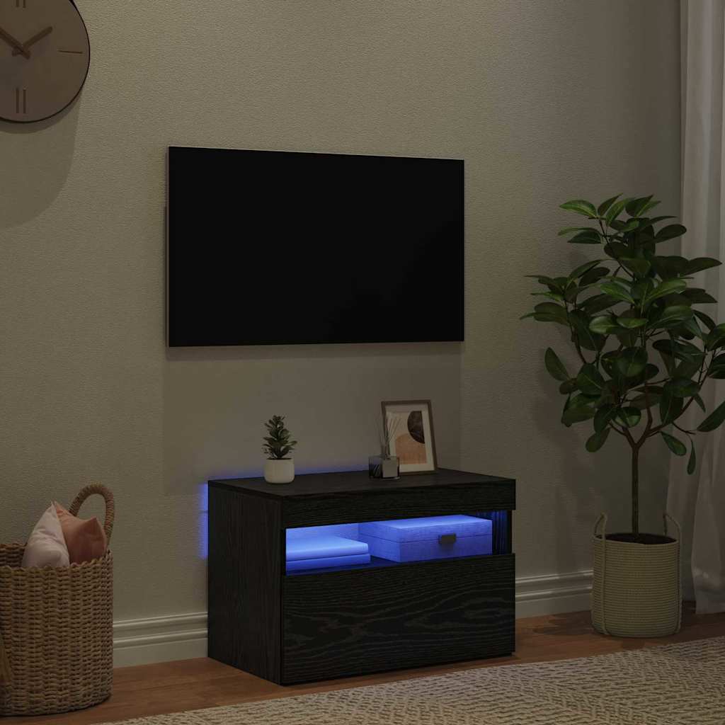 TV szekrény 60 x 35 x 40 cm Fekete tölgy Szerelt Fa