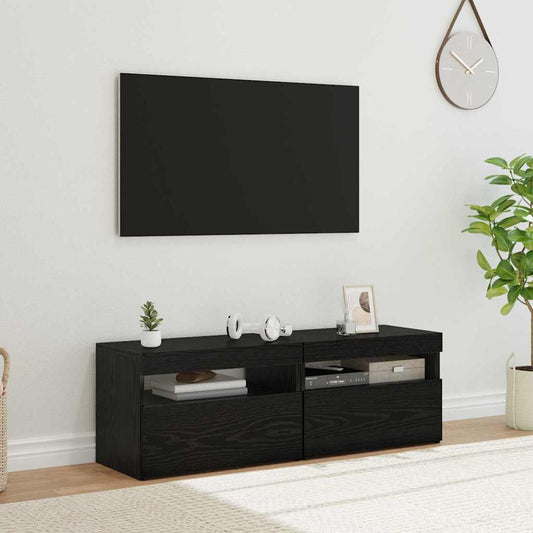 TV szekrény LED-del 2 pcs Fekete tölgy 60 x 35 x 40 cm Faanyag