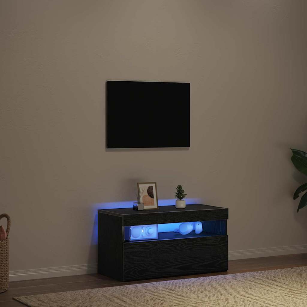 TV szekrény 75 x 35 x 40 cm Fekete tölgy Szerelt Fa