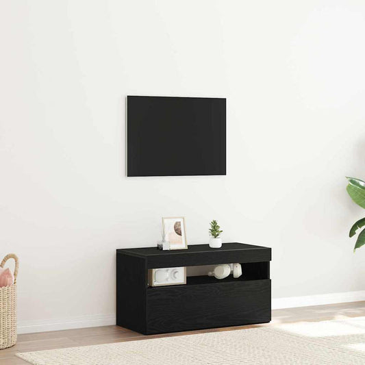TV szekrény LED-del Fekete tölgy 75 x 35 x 40 cm Faanyag