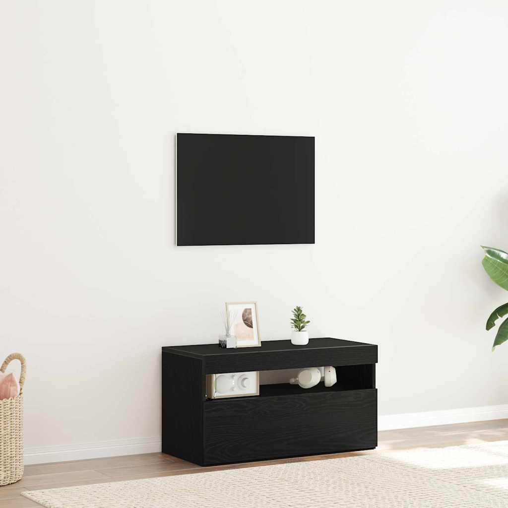 TV szekrény 75 x 35 x 40 cm Fekete tölgy Szerelt Fa
