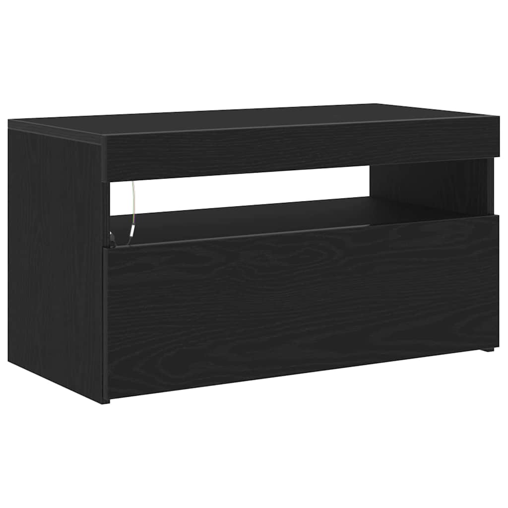 TV szekrény 75 x 35 x 40 cm Fekete tölgy Szerelt Fa