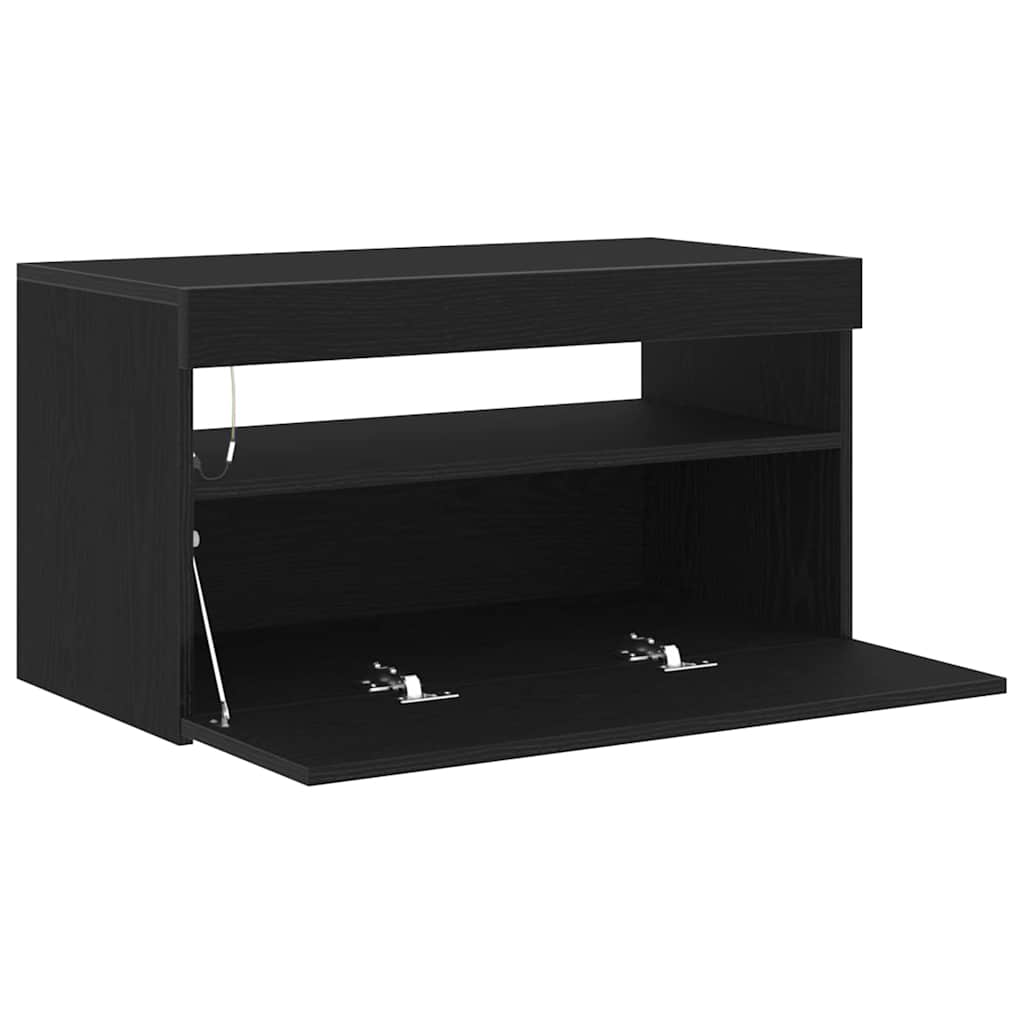 TV szekrény 75 x 35 x 40 cm Fekete tölgy Szerelt Fa