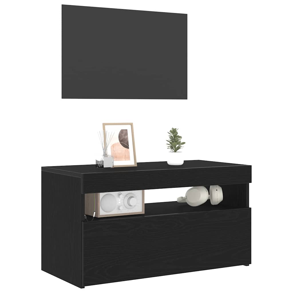 TV szekrény 75 x 35 x 40 cm Fekete tölgy Szerelt Fa