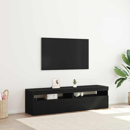 TV szekrény LED-del 2 pcs Fekete tölgy 75 x 35 x 40 cm Faanyag