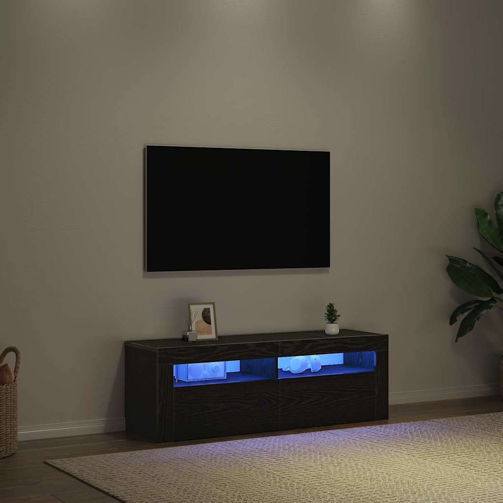 TV szekrény 120 x 35 x 40 cm Fekete tölgy Szerelt Fa
