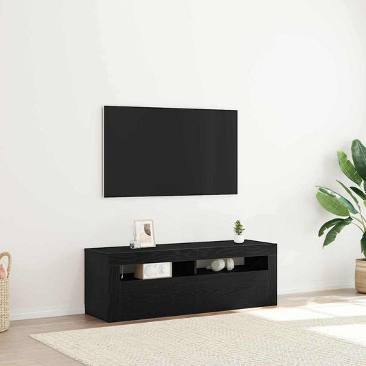 TV szekrény LED-del Fekete tölgy 120 x 35 x 40 cm Faanyag