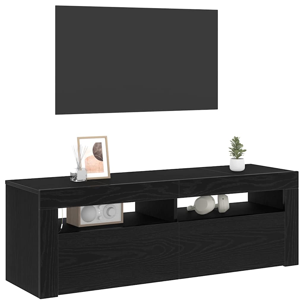 TV szekrény 120 x 35 x 40 cm Fekete tölgy Szerelt Fa