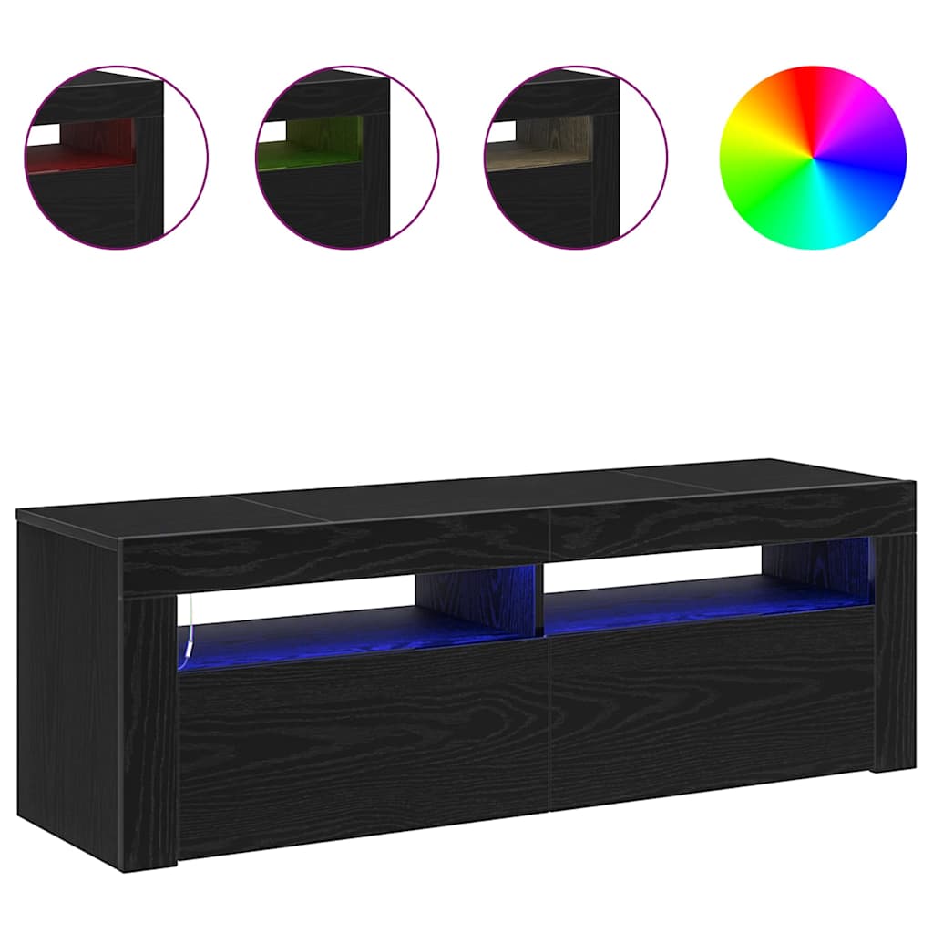 TV szekrény 120 x 35 x 40 cm Fekete tölgy Szerelt Fa