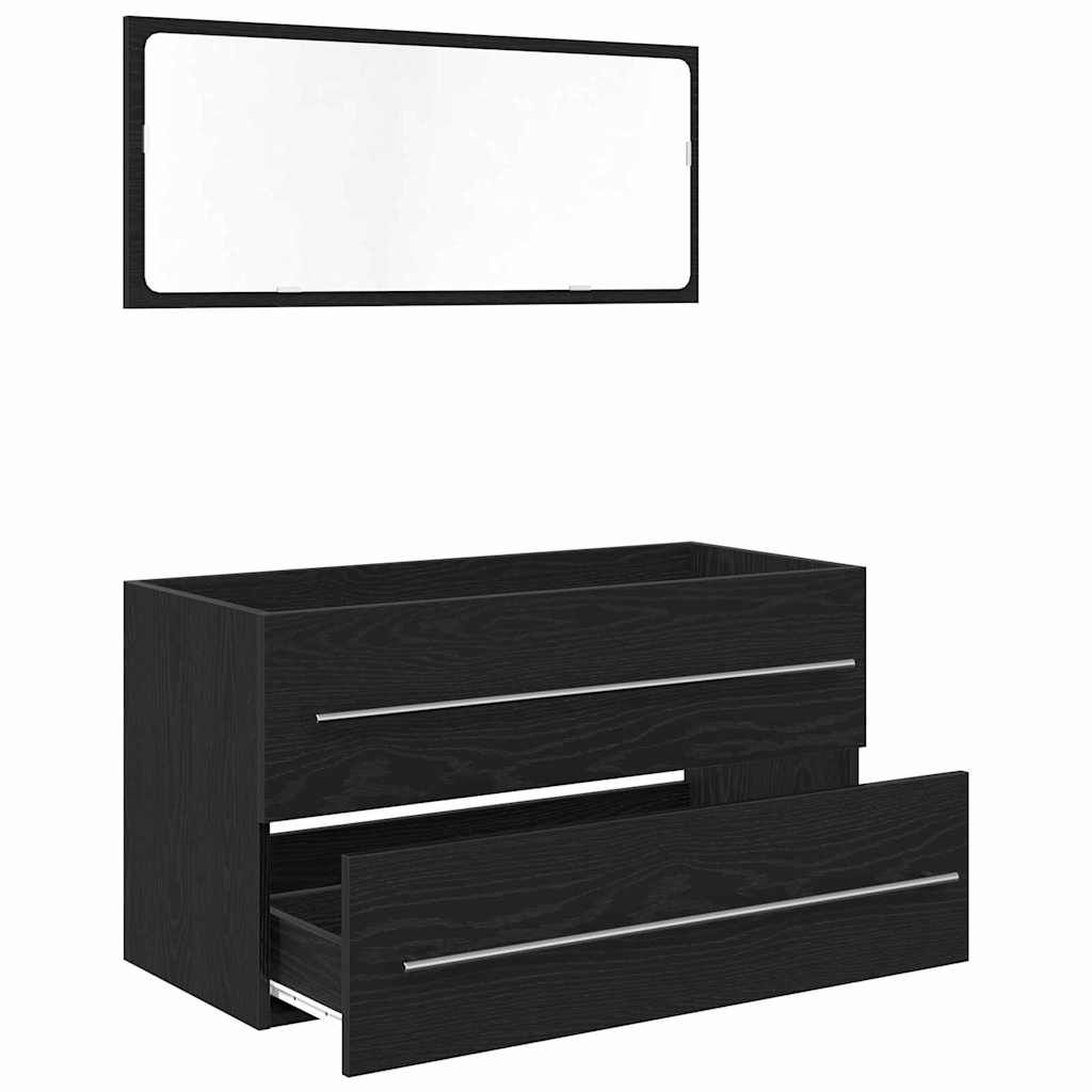 Mosdó Szekrény fiókkal Fekete tölgy 90 x 45 x 1.5 cm Faanyag