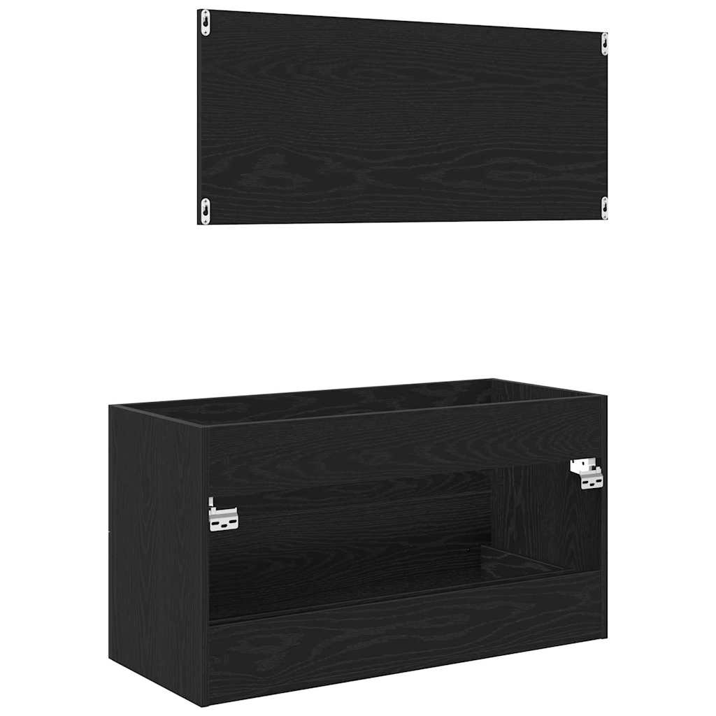 Mosdó Szekrény fiókkal Fekete tölgy 90 x 45 x 1.5 cm Faanyag