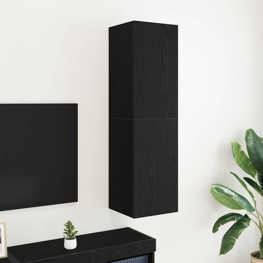 Fali TV Szekrény Fekete tölgy 30,5 x 30 x 110 cm Faanyag