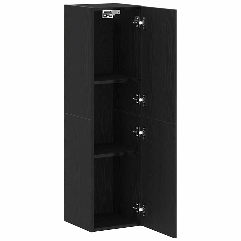 Fali TV Szekrény 30,5 x 30 x 110 cm Fekete tölgy Szerelt Fa