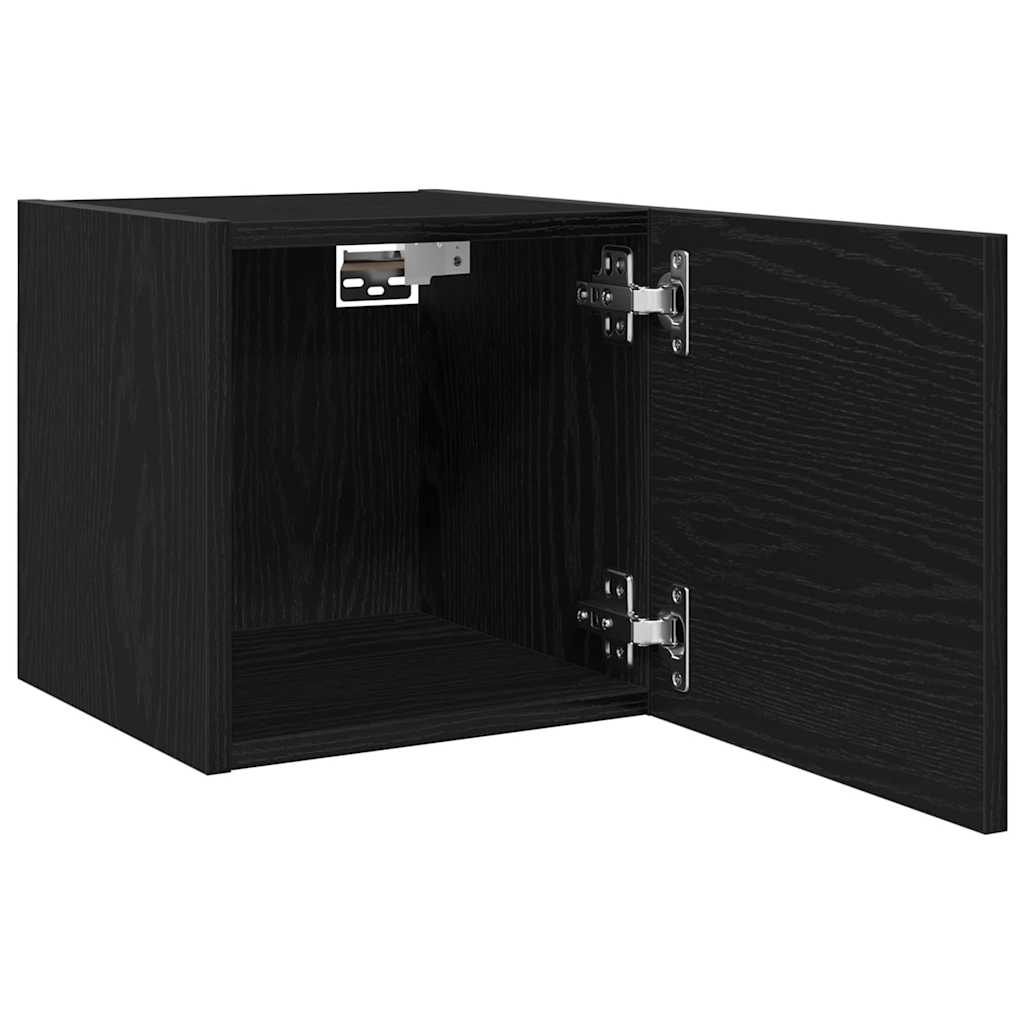 Fali TV Szekrény Fekete Tölgy 30,5 x 30 x 30 cm Szerelt Fa