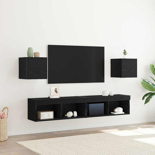 Fali TV Szekrény 2 pcs Fekete Tölgy 30,5 x 30 x 30 cm