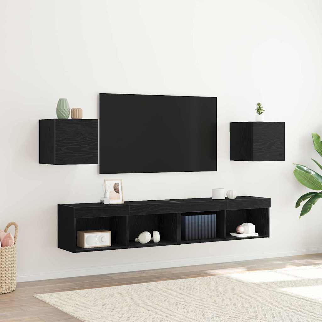 Fali TV Szekrény 2 pcs Fekete Tölgy 30,5 x 30 x 30 cm