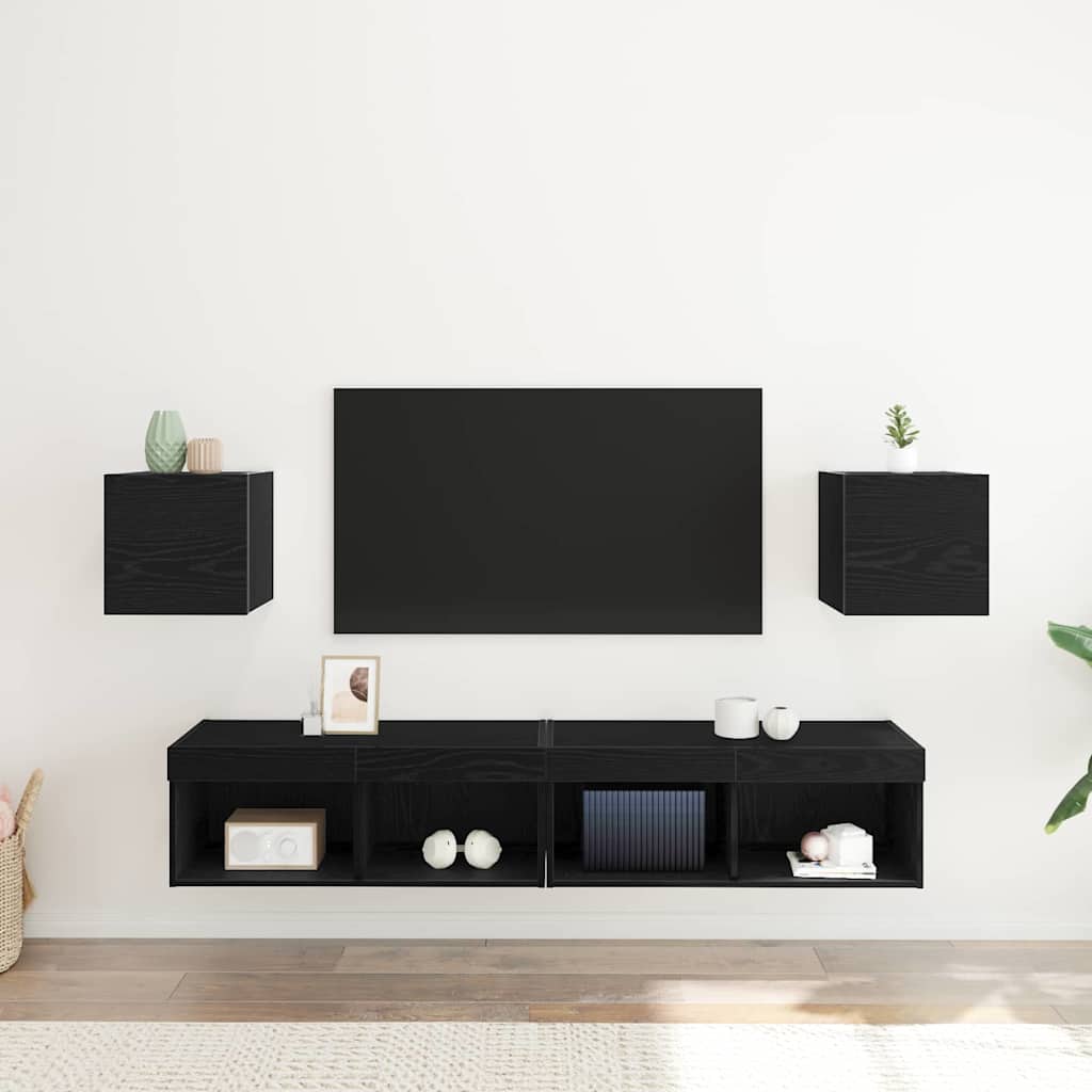 Fali TV Szekrény 2 pcs Fekete Tölgy 30,5 x 30 x 30 cm