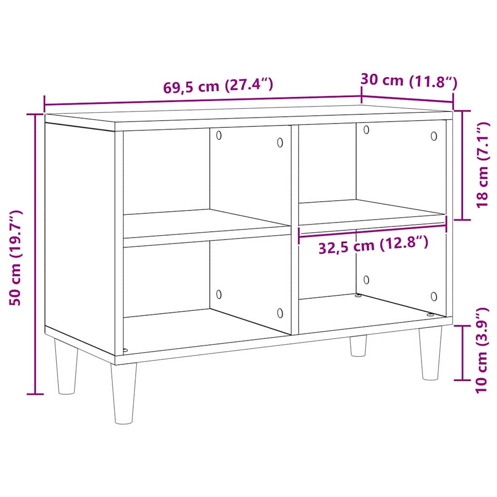 TV szekrény 69,5 x 30 x 50 cm Régi fa Szerelt Fa