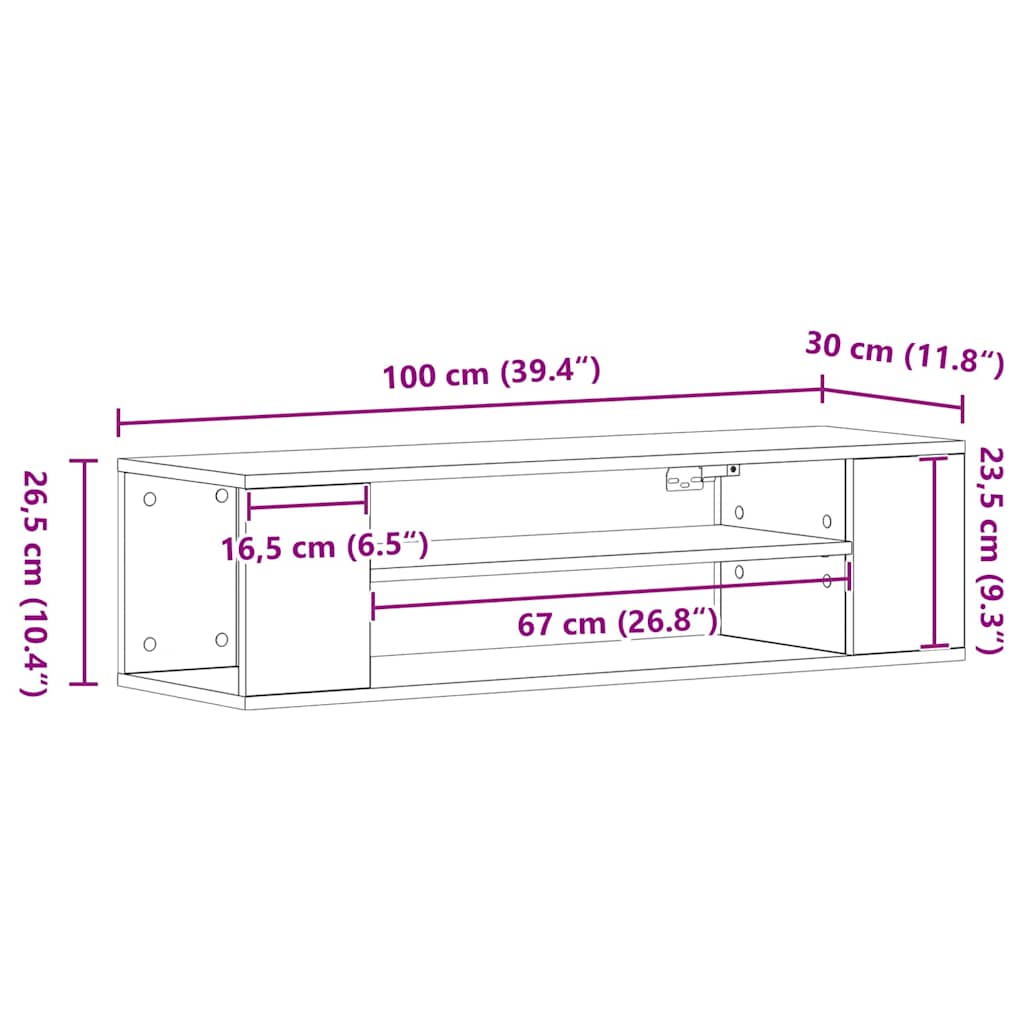 TV szekrény 100 x 30 x 26,5 cm Régi fa Szerelt Fa