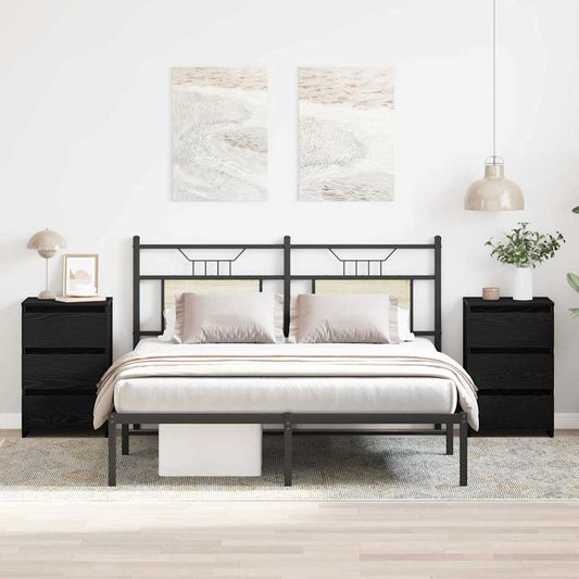 Éjjeliszekrény 2 pcs Fekete tölgy 40 x 35 x 62,5 cm Faanyag