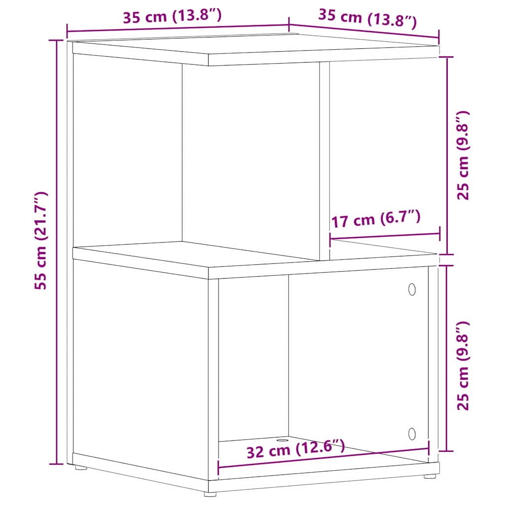 Éjjeliszekrény 2 pcs Fekete tölgy 35 x 35 x 55 cm Faanyag