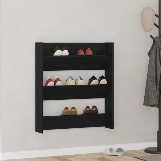 Cipőszekrény polcokkal Fekete tölgy 80 x 18 x 90 cm Faanyag