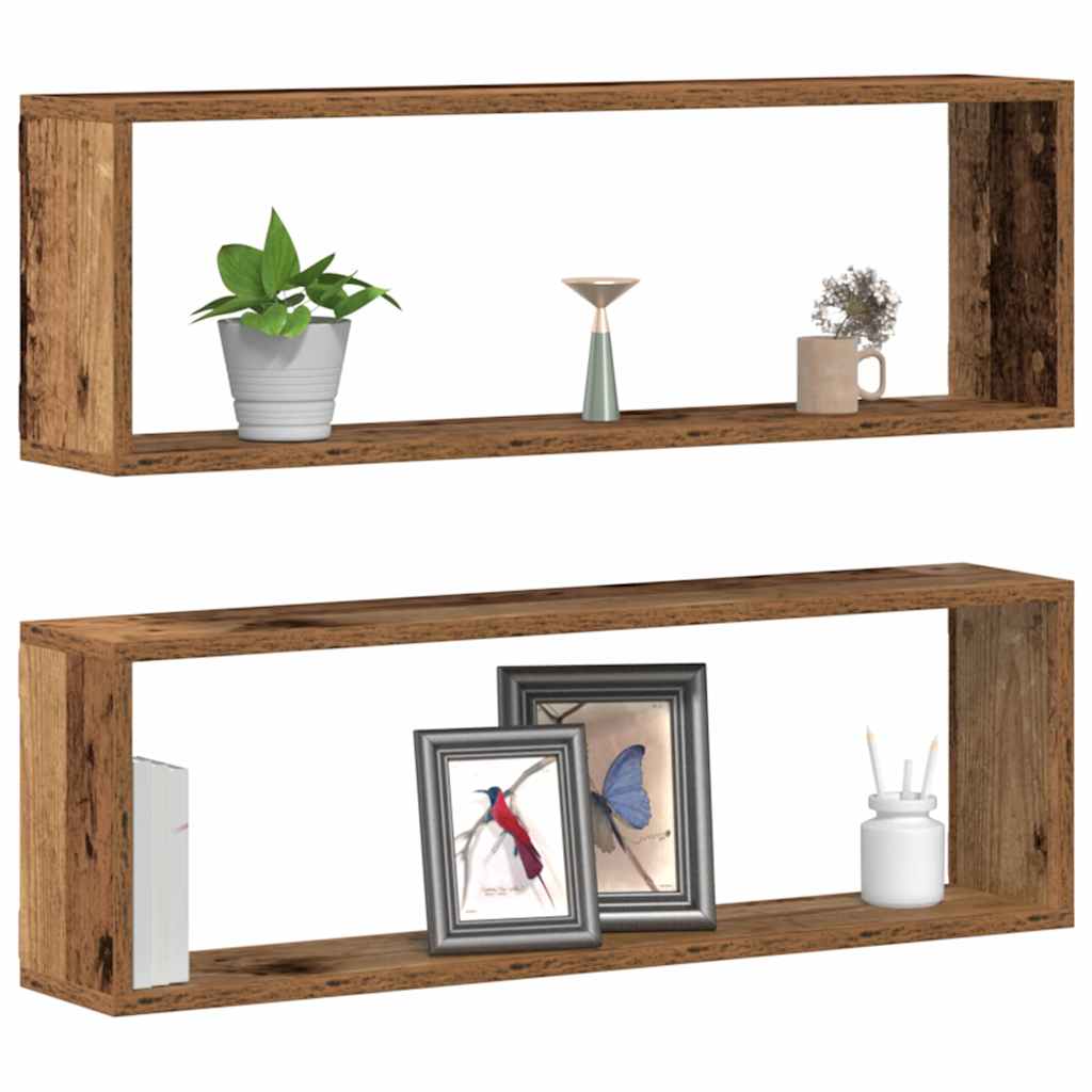 Falpolcok Falra szerelhető 2 pcs Öreg fa 80 x 15 x 26 cm