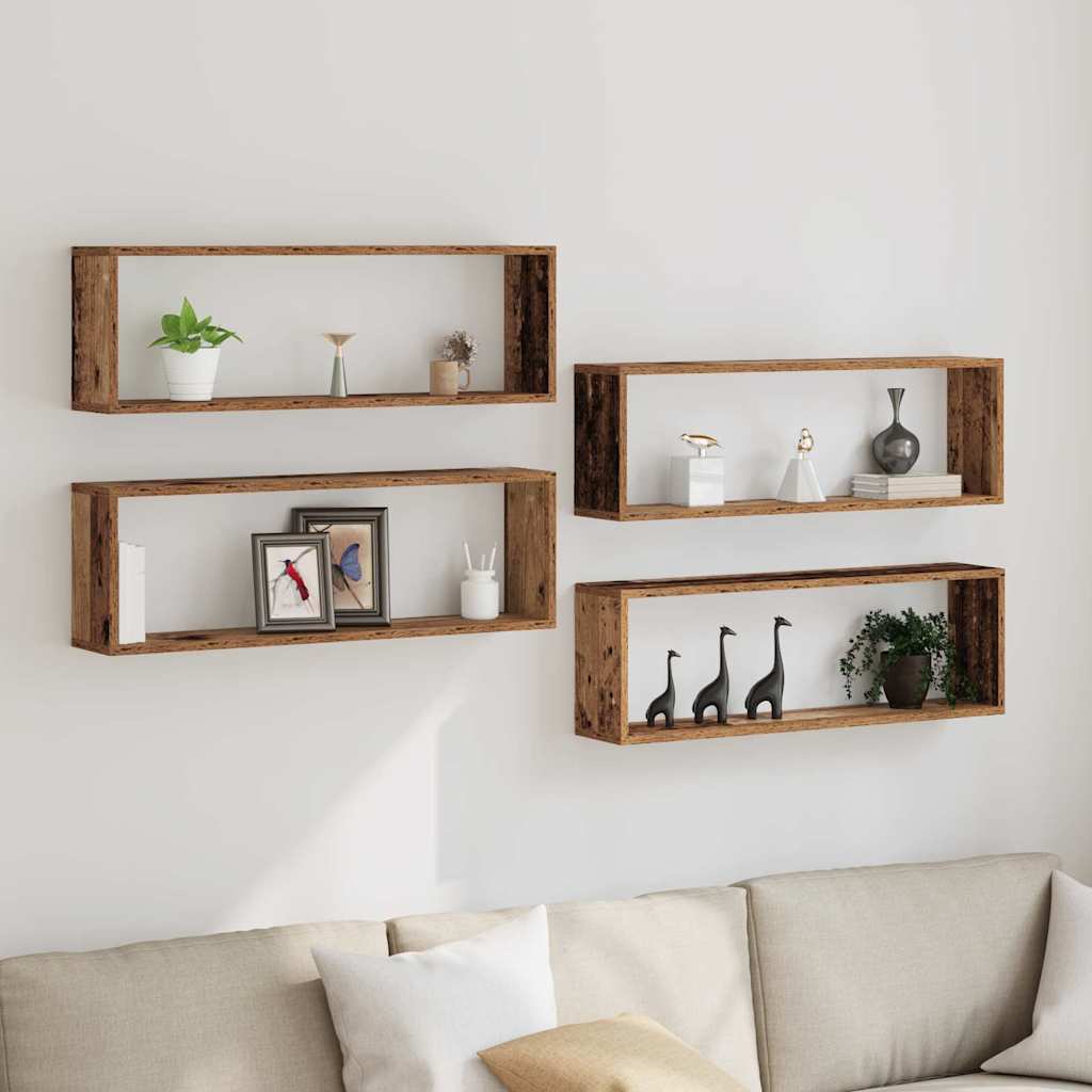 Falpolcok Falra szerelhető 4 pcs Öreg fa 80 x 15 x 26 cm