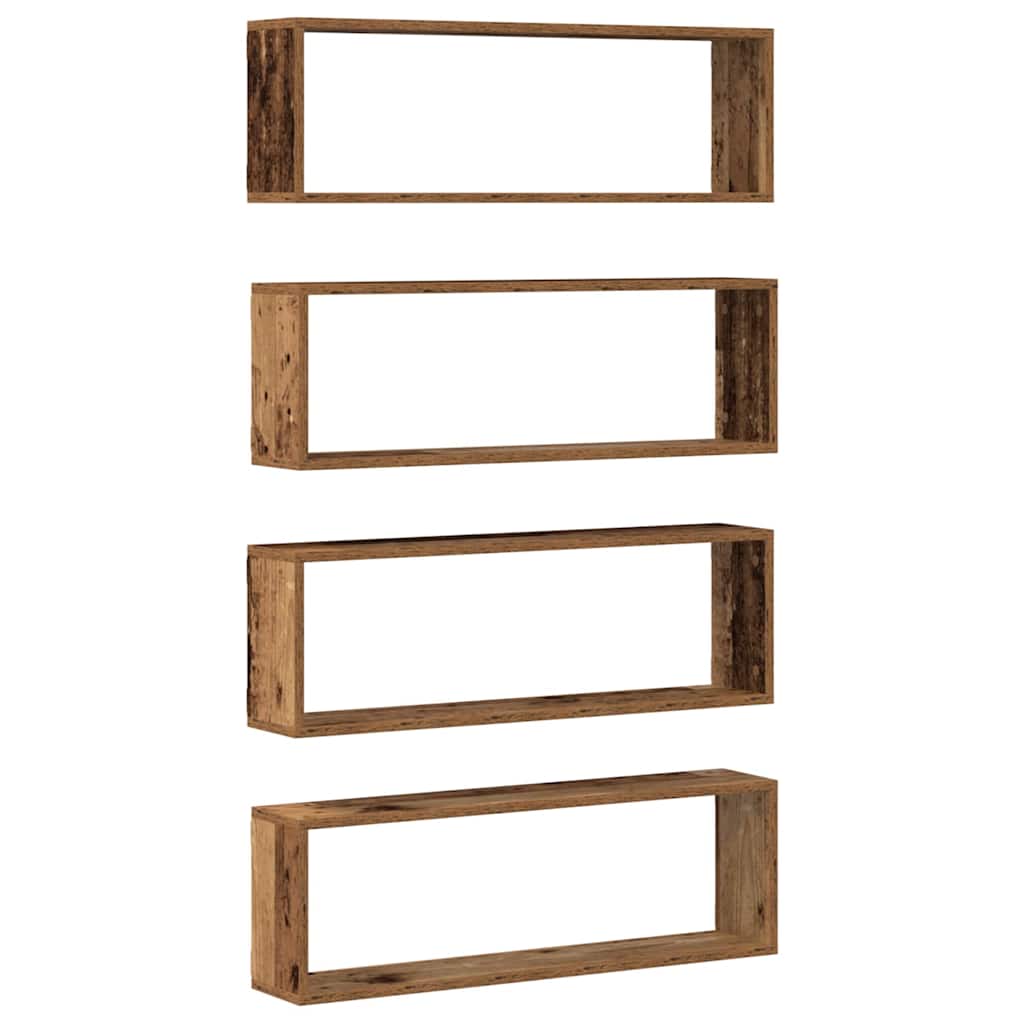 Falpolcok Falra szerelhető 4 pcs Öreg fa 80 x 15 x 26 cm