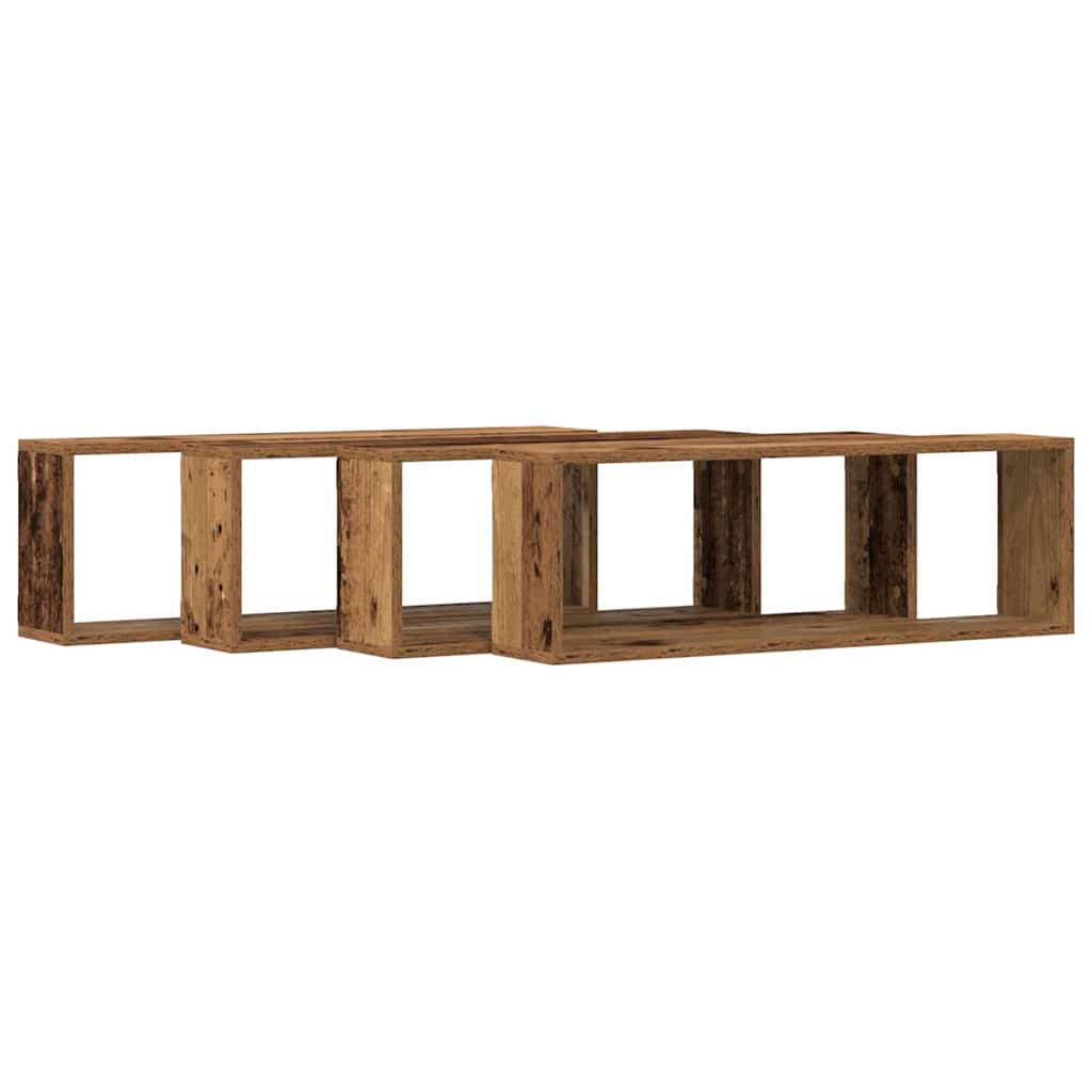 Falpolcok Falra szerelhető 4 pcs Öreg fa 80 x 15 x 26 cm