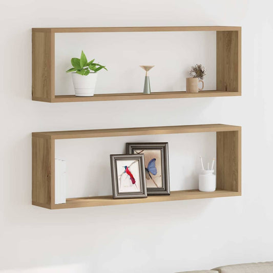 Falpolcok polcokkal 2 pcs Művészi tölgy 80 x 15 x 26 cm Faanyag