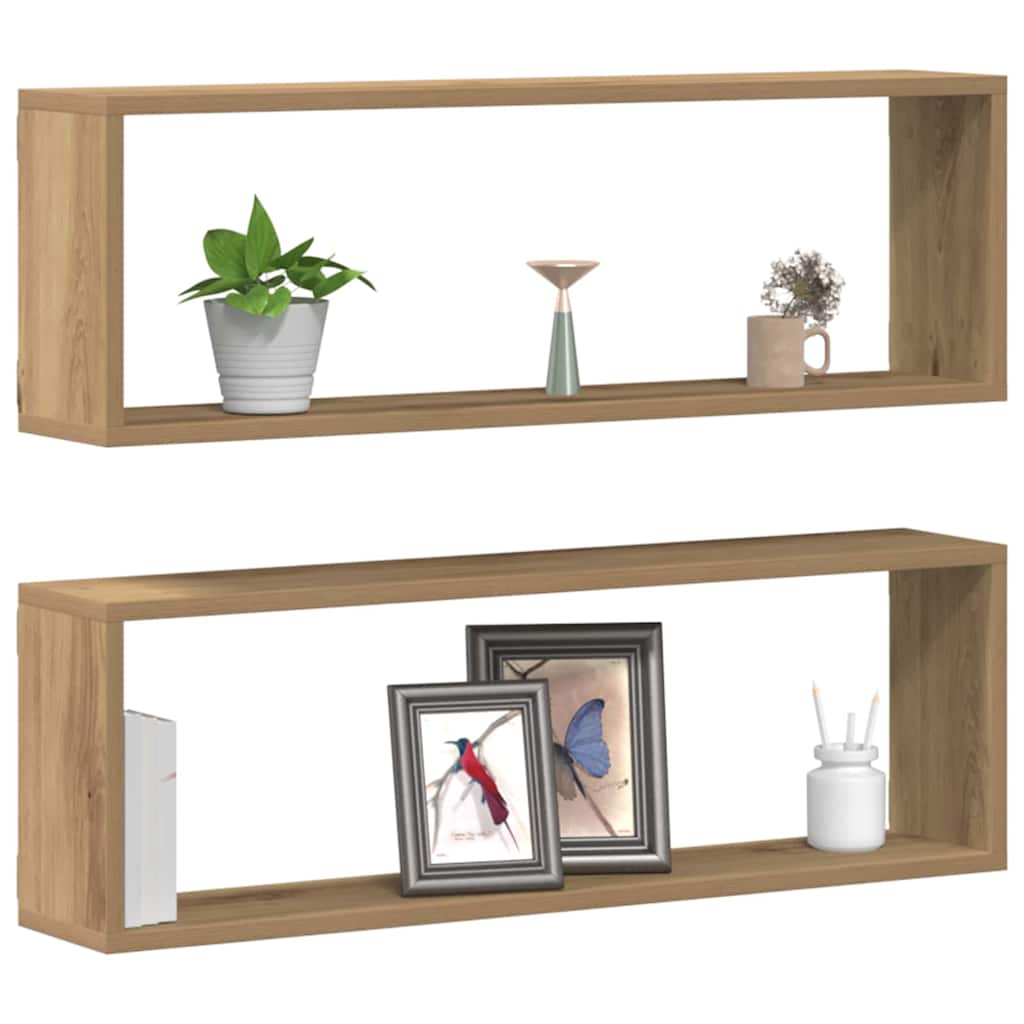 Falpolcok Falra szerelhető 2 pcs Művészi tölgy 80 x 15 x 26 cm