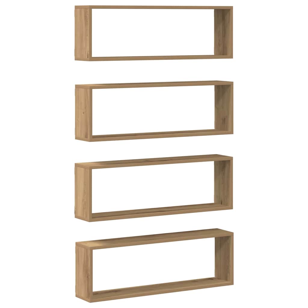 Falpolcok Falra szerelhető 4 pcs Művészi tölgy 80 x 15 x 26 cm