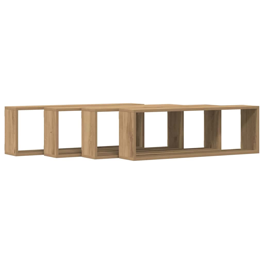 Falpolcok Falra szerelhető 4 pcs Művészi tölgy 80 x 15 x 26 cm
