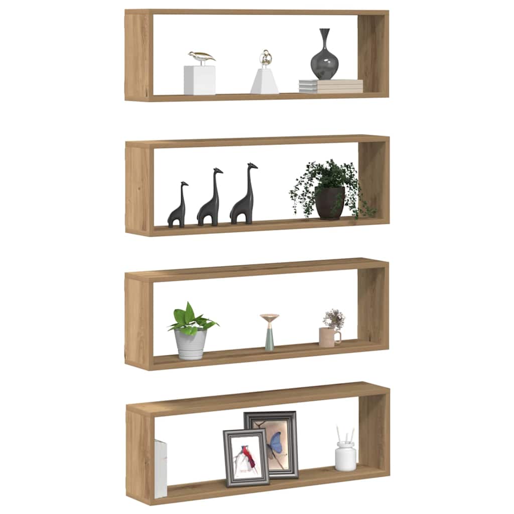 Falpolcok Falra szerelhető 4 pcs Művészi tölgy 80 x 15 x 26 cm