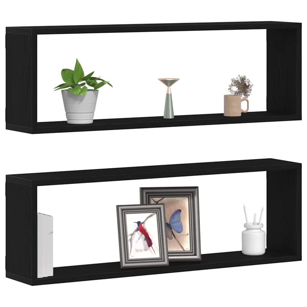 Falpolcok Falra szerelhető 2 pcs Fekete tölgy 80 x 15 x 26 cm