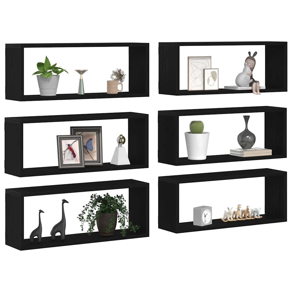 Falpolcok Falra szerelhető 6 pcs Fekete tölgy 60 x 15 x 23 cm