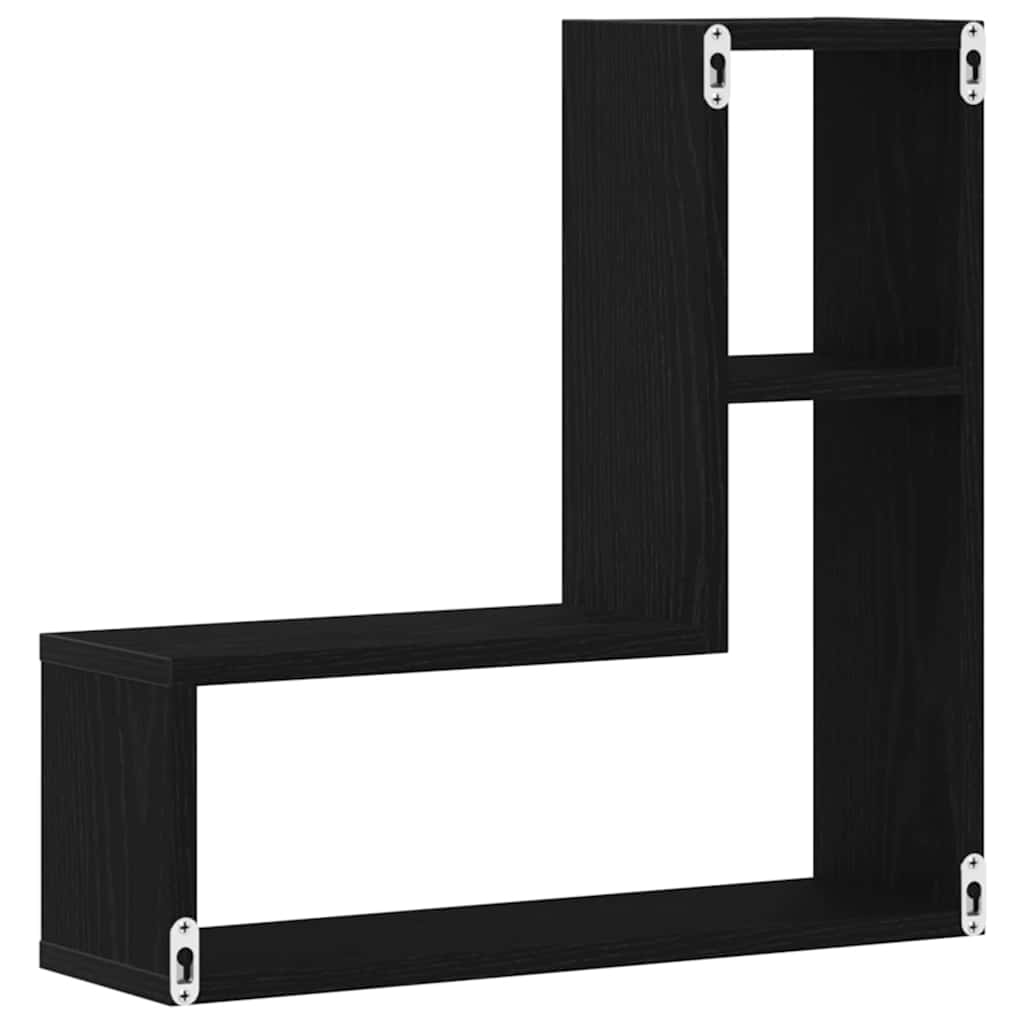 Falpolc polcokkal 2 pcs Fekete tölgy 50 x 15 x 85 cm Faanyag