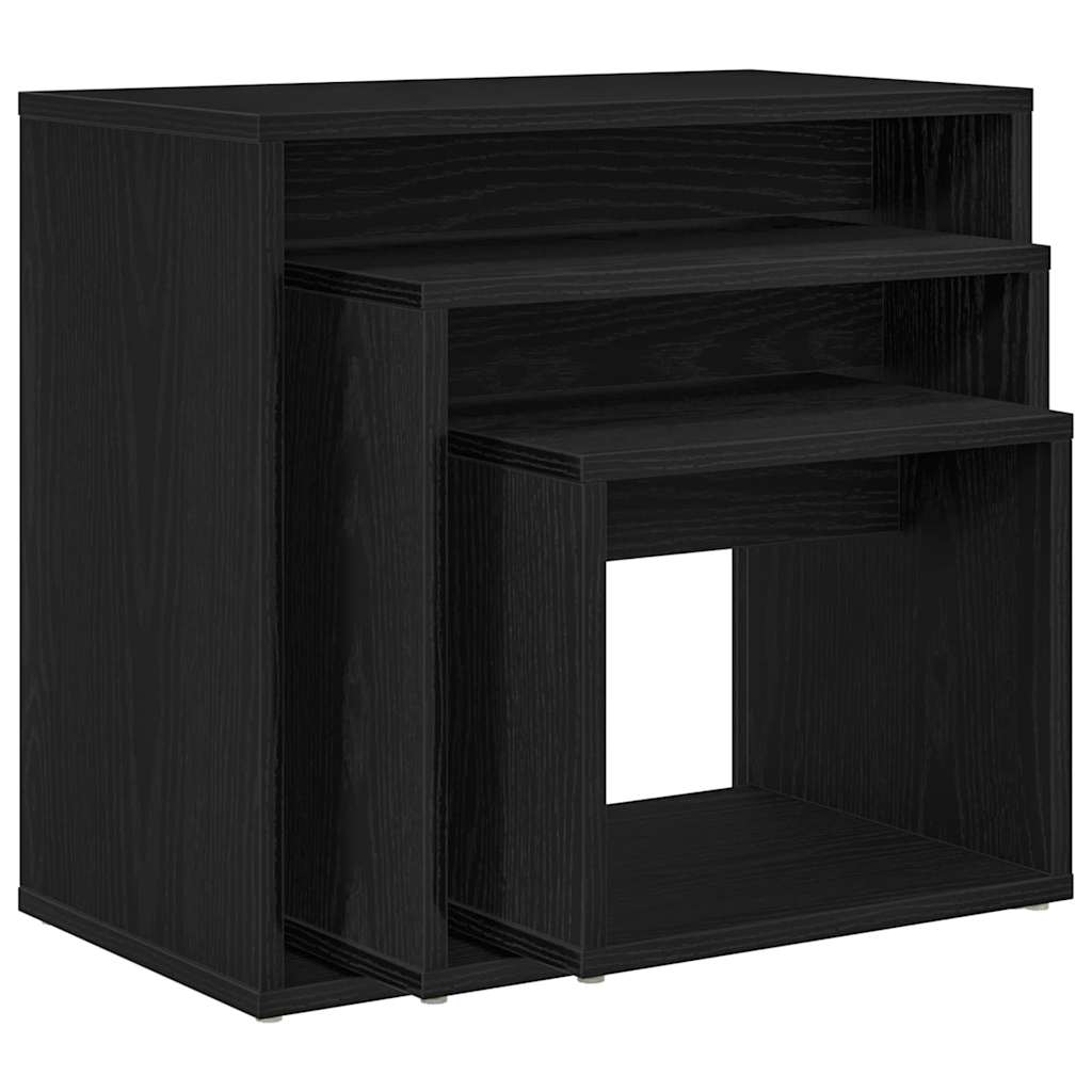 Fészekasztal 3 db Fekete tölgy 55 x 30 x 50 cm Szerelt Fa