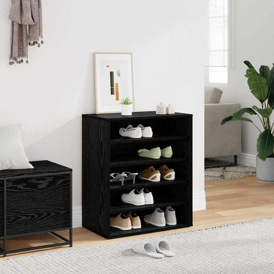 Cipőszekrény polcokkal Fekete tölgy 60 x 35 x 70 cm Faanyag